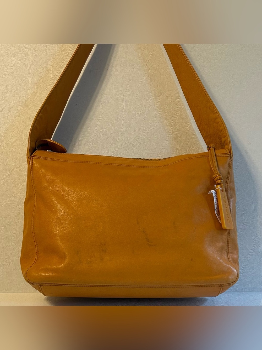 Chanel CC Stitch Mustard Orange Lambskin Shoulder Bag - Picture 4 of 6